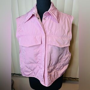 H&M Light Pink Quilted Crop Lightweight Vest Size Medium